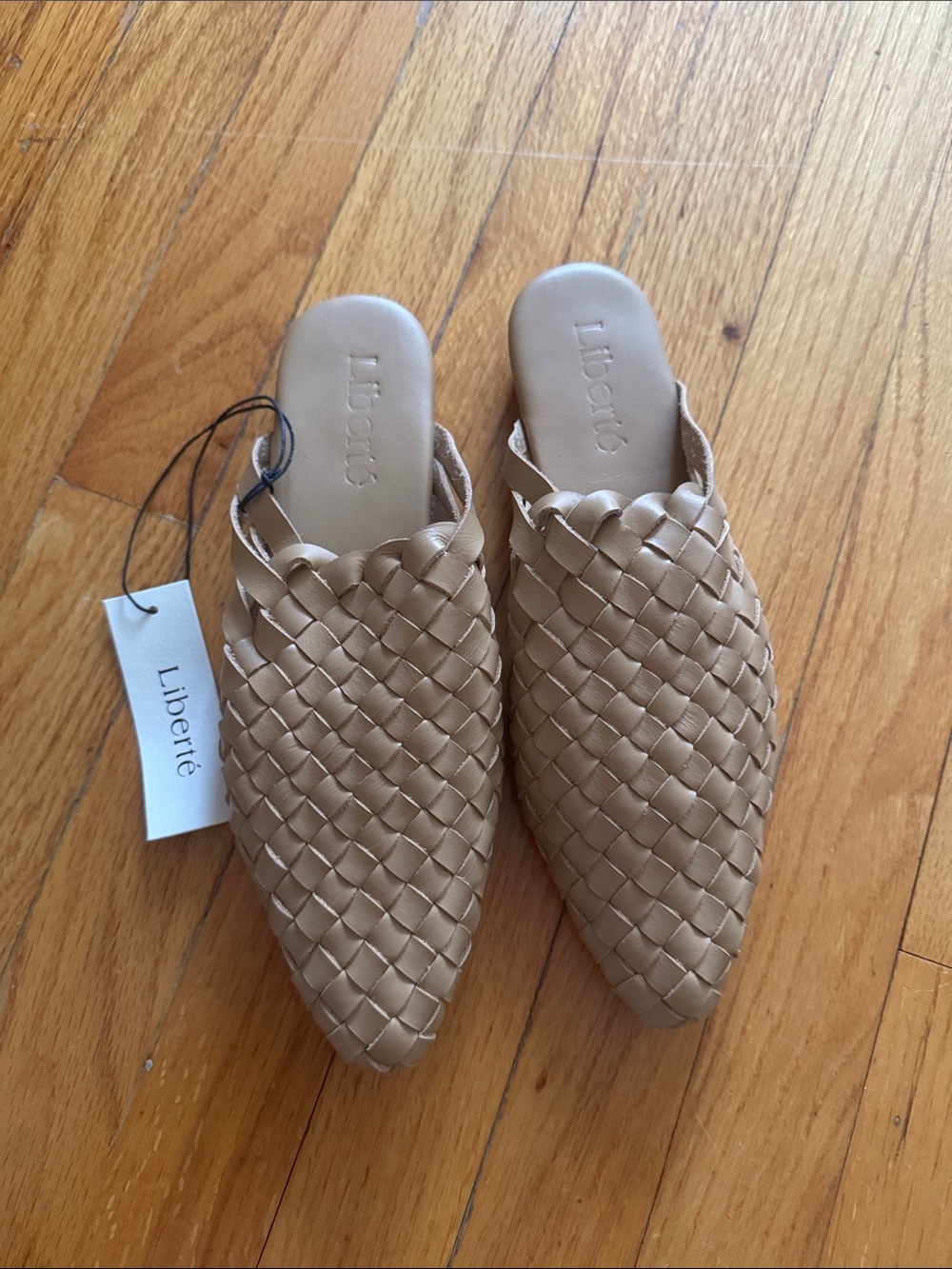 Liberté Braided Slingback Mules in Nude Tan